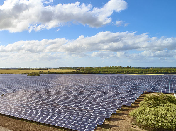 Aerial view to solar power plant