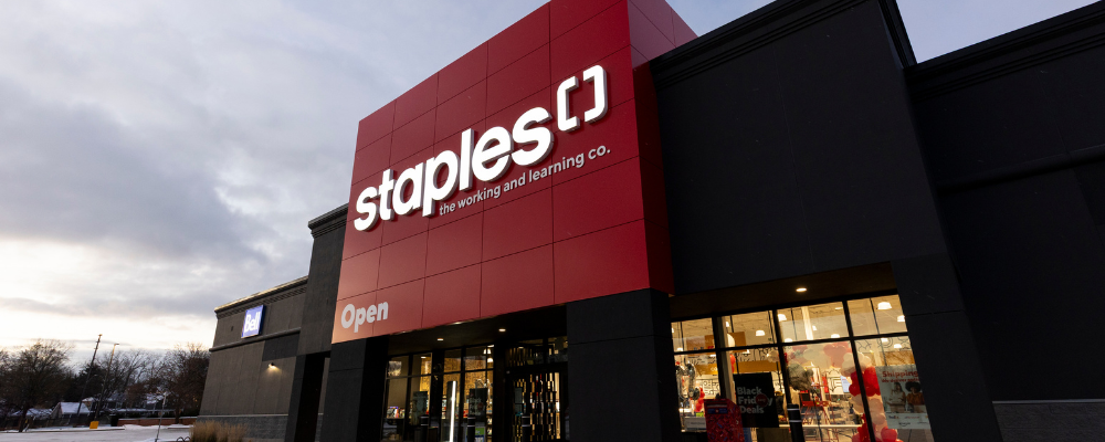 Staples storefront in Burlington Ontario