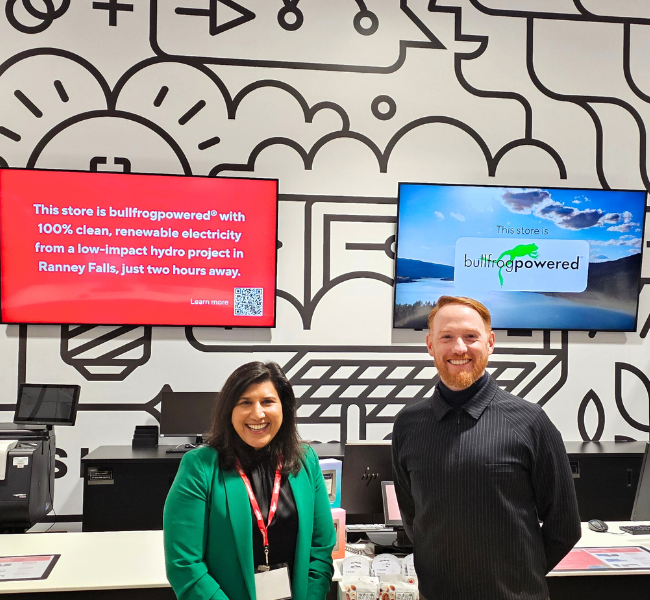President of Bullfrog Power, Suha Jethalal, standing inside the new Staples store