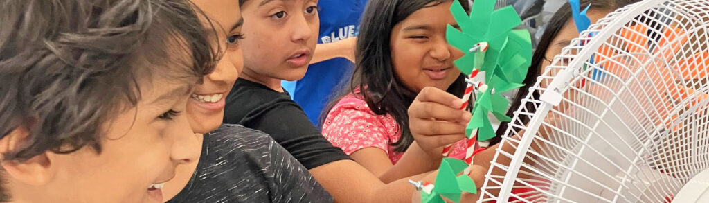 Kids making wind turbines