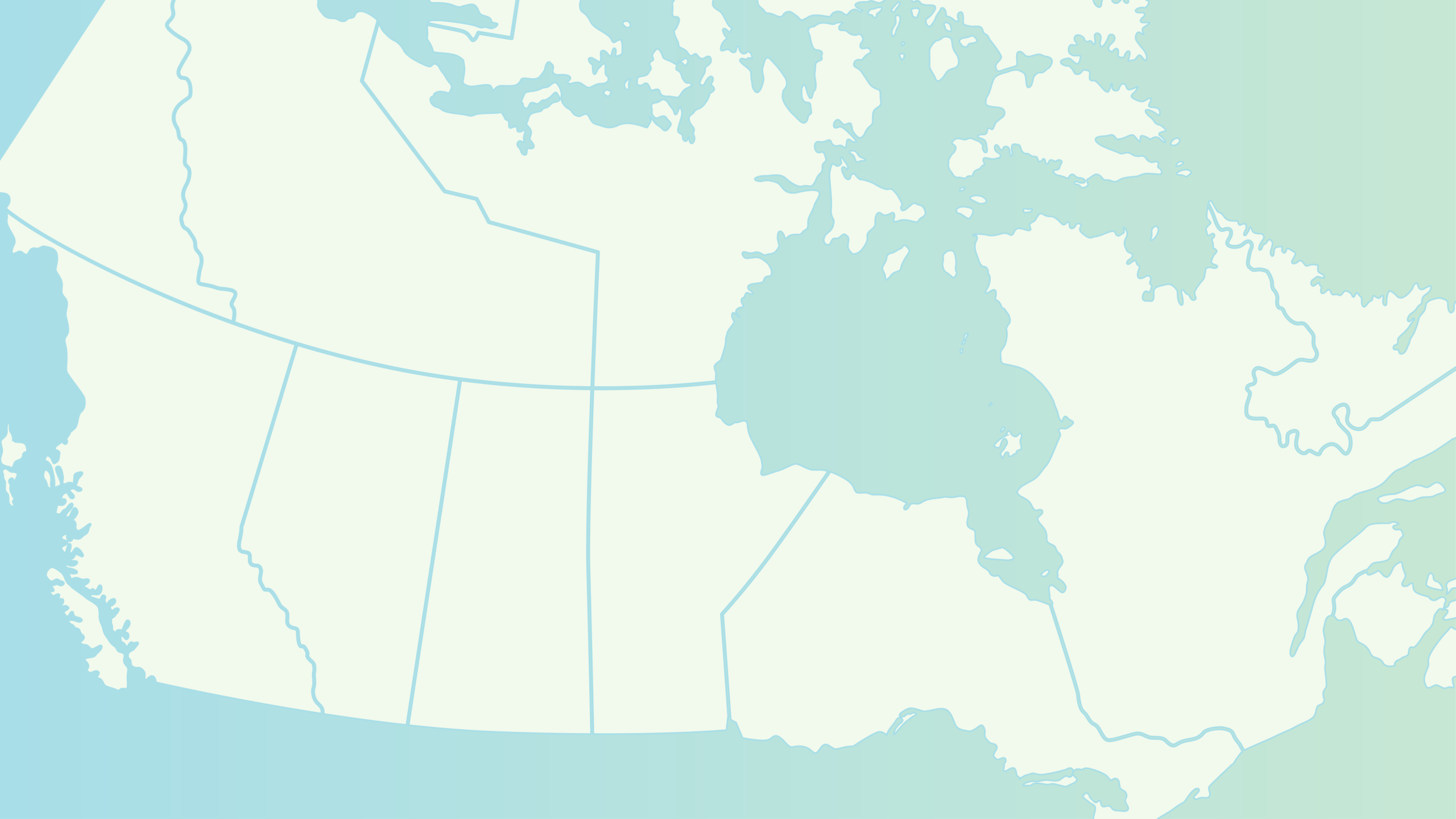 Map of Canada showing four Bullfrog Nature restoration project locations